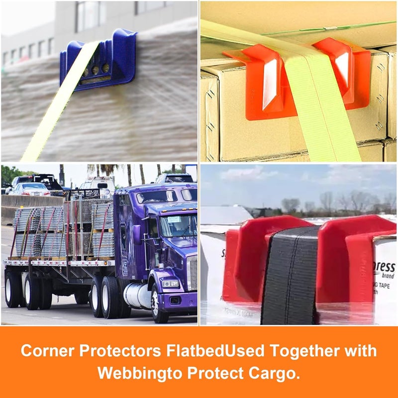 Cabtherlyn 24 Pack 4" Flatbed Edge Protectors with Carrying Case, 4" Winch Ratchet Straps Plastic Corner Protectors for Flatbed Cargo Load (Orange) - Image 5